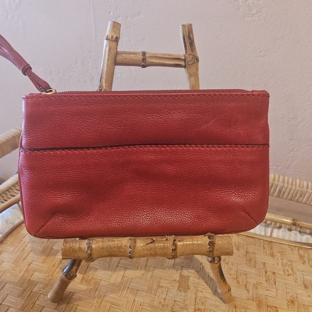 Bottega Veneta Red Pebble Leather Wallet Clutch